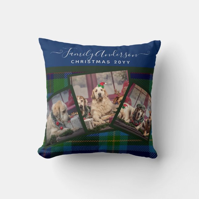 FOTO CUSHION - Miller TARTAN Blue-kerstcadeau Kussen (Voorkant)