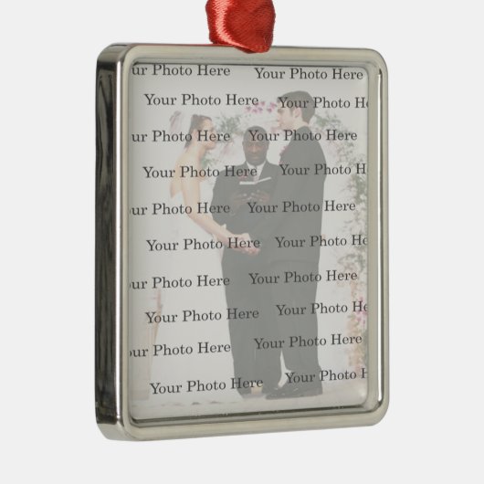 Foto: Custom Square Silver Wedding Ornament (Rechts)