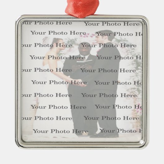 Foto: Custom Square Silver Wedding Ornament (Voorkant)