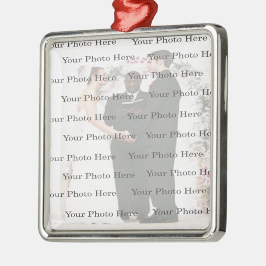 Foto: Custom Square Silver Wedding Ornament (Links)