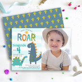 Foto Cute Dinosaurs Stomp Chomp Roar Boy Birthday Kaart