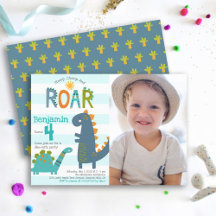 Foto Cute Dinosaurs Stomp Chomp Roar Boy Birthday