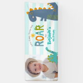 Foto Cute Dinosaurs Stomp Chomp Roar Boy Birthday Spandoek (Verticaal)