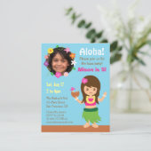 Foto: Cute Hawaii Hula Girl Luau Party Kaart (Staand voorkant)