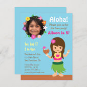 Foto: Cute Hawaii Hula Girl Luau Party Kaart (Voorkant / Achterkant)