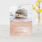 Foto Cute Hedégel | Roos Gold Birthday-tekst Kaart (Gele Bloem)