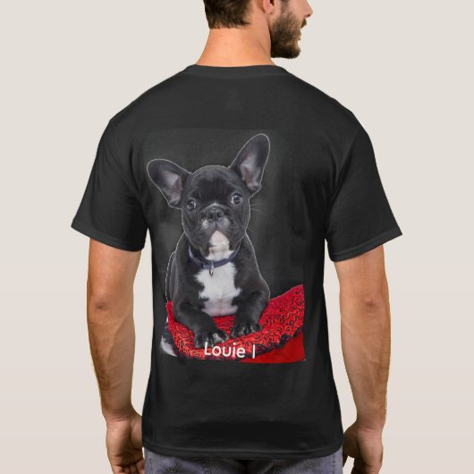 Foto Cute Louie I Black French Bulldog T-Shirt (Achterkant)