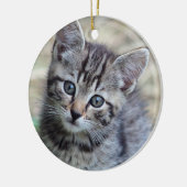 Foto Cute Tabby Kitten Keramisch Ornament (Links)