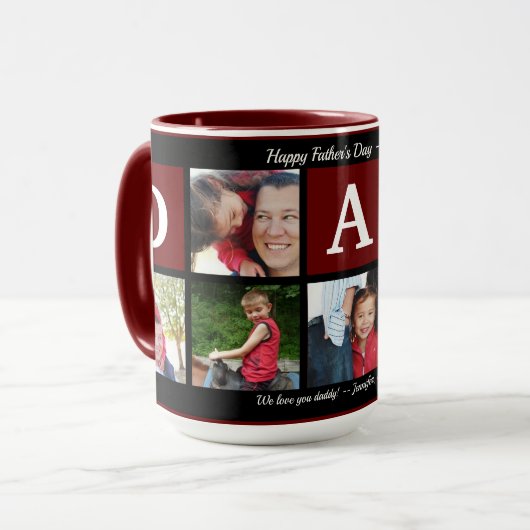 Foto DAD Collage Coffee Vaderdag Black Maroon Mok (Voorkant links)