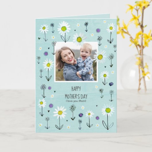 Foto| Daisy Pattern| Moederdagkaart Kaart (Gele Bloem)