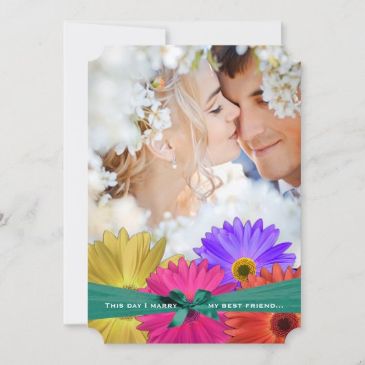 Foto  Damask Bright Colorful Gerber Daisy Kaart (Voorkant)