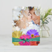 Foto  Damask Bright Colorful Gerber Daisy Kaart (Staand voorkant)