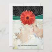 Foto  Damask Emerald Gerber Daisy Wedding Kaart (Achterkant)