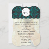 Foto  Damask Emerald Green die WedCut Wedding Kaart (Voorkant)