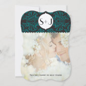 Foto  Damask Emerald Green die WedCut Wedding Kaart (Achterkant)