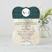 Foto  Damask Emerald Green die WedCut Wedding Kaart (Staand voorkant)