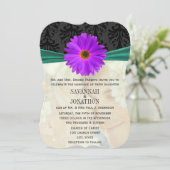 Foto Damask Emerald Paars Gerber Wedding Kaart (Staand voorkant)