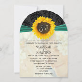 Foto Damask Emerald Sunflower Wedding Kaart (Voorkant)