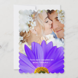 Foto Damask Lavender Gerber Daisy Wedding Kaart