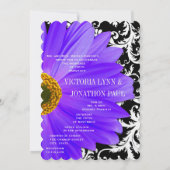 Foto Damask Lavender Gerber Daisy Wedding Kaart (Achterkant)