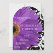 Foto  Damask Lavender Gerber Daisy Wedding Kaart (Achterkant)