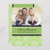 Foto Damask Merry Christmas Briefkaarten Green (Voorkant / Achterkant)