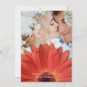 Foto Damask Oranje Gerber Daisy Wedding Kaart