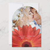 Foto Damask Oranje Gerber Daisy Wedding Kaart (Voorkant)