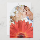 Foto  Damask Oranje Gerber Daisy Wedding Kaart (Voorkant)