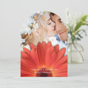 Foto Damask Oranje Gerber Daisy Wedding Kaart