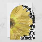 Foto  Damask Yellow Gerber Daisy Wedding Kaart (Achterkant)
