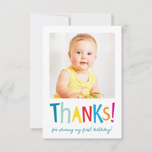 FOTO DANK JE modern leuke kleurrijke typografie Bedankkaart (Voorkant)