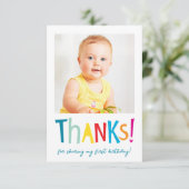 FOTO DANK JE modern leuke kleurrijke typografie Bedankkaart (Staand voorkant)