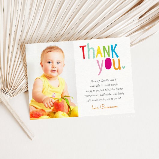 FOTO DANK JE moderne kleurrijke regenboog typograf Bedankkaart