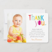 FOTO DANK JE moderne kleurrijke regenboog typograf Bedankkaart (Voorkant)