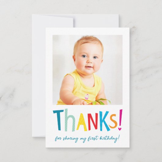 FOTO DANK JE moderne leuke kleurrijke typografie Bedankkaart (Voorkant)