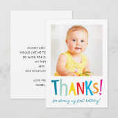 FOTO DANK JE moderne leuke kleurrijke typografie Bedankkaart (Voorkant / Achterkant)