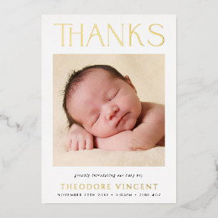 FOTO DANK JE moderne serif lettertype nieuwe baby Folie Uitnodiging