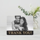 FOTO DANK JE tekst bruiloft gouden glitter cute Bedankkaart (Staand voorkant)