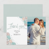 Foto Dank je wel | Beach Seashells Coral Blauwgroe Bedankkaart (Voorkant / Achterkant)