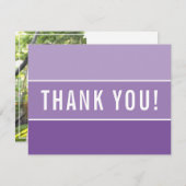 FOTO DANK JE WEL modern ombre paars violet Bedankkaart (Voorkant / Achterkant)