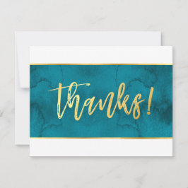 FOTO DANK JE WEL modern turquoise goud script Bedankkaart