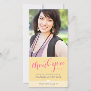 FOTO DANK JIJ mooi type afstuderen geel grijs Bedankkaart