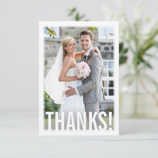 FOTO DANK modern vet wit overlay Bedankkaart (Staand voorkant)
