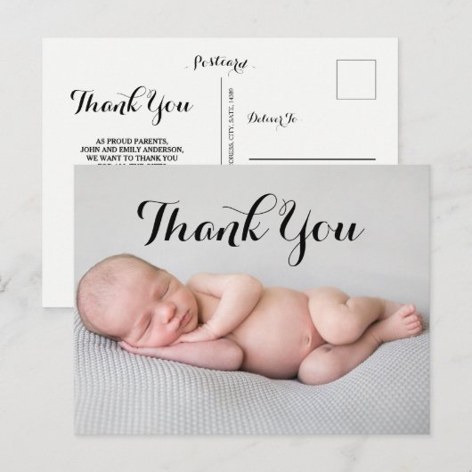 Foto Dank u Baby Geboorteaankondiging Briefkaart (Voorkant / Achterkant)