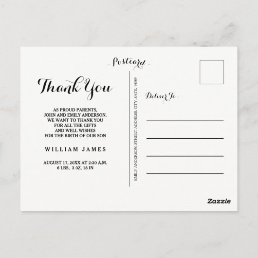 Foto Dank u Baby Geboorteaankondiging Briefkaart (Achterkant)