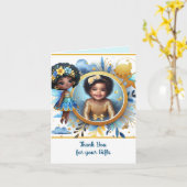 FOTO Dank u Blauwgroen Goud Zwart Fairy Princess Kaart (Gele Bloem)