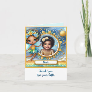 FOTO Dank u Blauwgroen Goud Zwart Fairy Princess Kaart