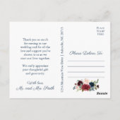 Foto Dank u Briefkaarten met Marsala Navy Flower (Achterkant)