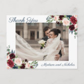 Foto Dank u Briefkaarten met Marsala Navy Flower (Voorkant)